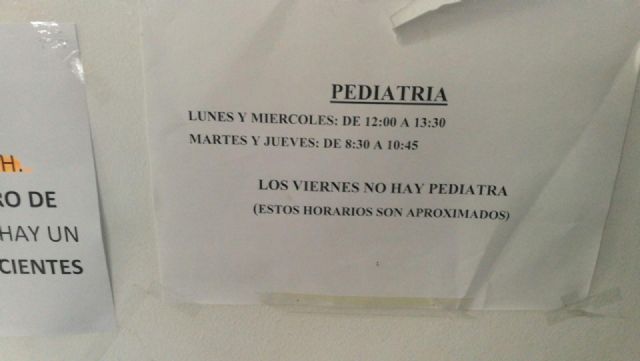 IU Lorca denuncia que La Hoya no tiene ni medio pediatra para atender a 851 niños y niñas - 1, Foto 1