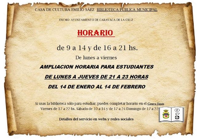 Los espacios de estudio de la Biblioteca Municipal de Caravaca amplían su horario de apertura hasta el 14 de febrero - 1, Foto 1