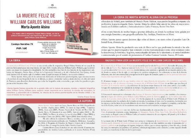 La muerte feliz de William Carlos Williams, de la escritora puertorriqueña Marta Aponte Alsina - 1, Foto 1