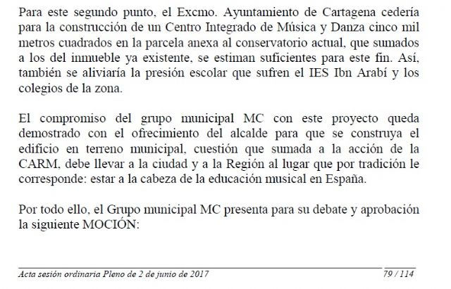 N. Arroyo ofrece a la CARM los terrenos que MC ya le cedió en 2017, desechados entonces por Murcia, para ampliar el Conservatorio de Música - 2, Foto 2