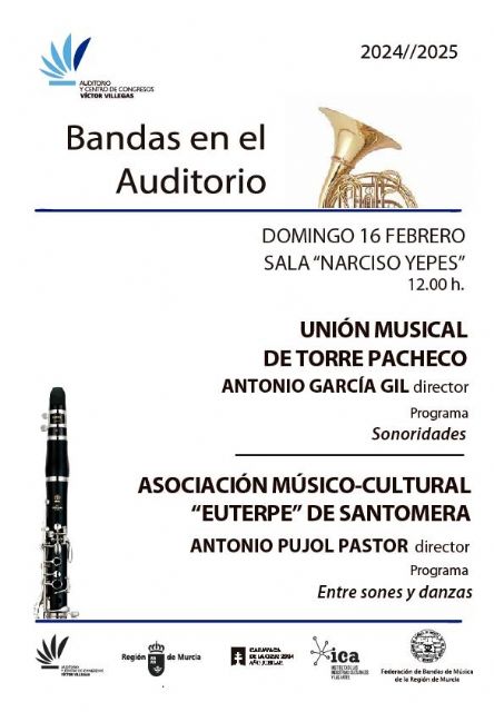 El ciclo de bandas de música del Auditorio regional continúa con las formaciones de Torre Pacheco y Santomera - 1, Foto 1