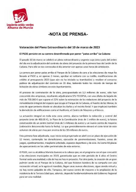 El PSOE persiste en su carrera desenfrenada por poner patas arriba La Cubana - 1, Foto 1
