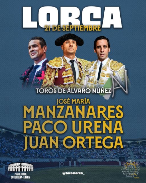 Manzanares, Paco Ureña y Juan Ortega, cartel de lujo el 21 de septiembre en Lorca - 1, Foto 1