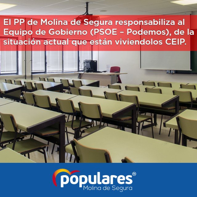 El PP de Molina de Segura responsabiliza al Equipo de Gobierno (PSOE Podemos), de la situación actual que están viviendo los CEIP - 1, Foto 1