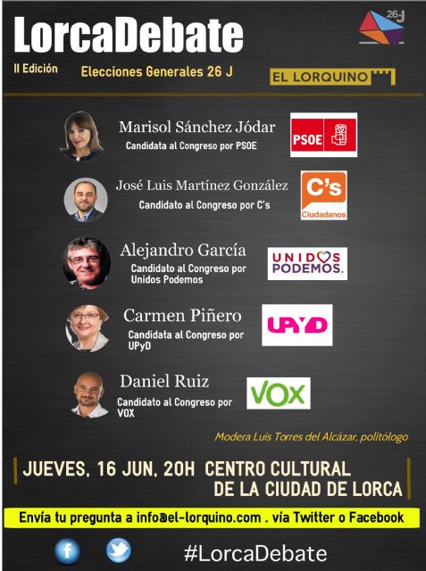 Después de la gran acogida de Lorca Debate en las anteriores elecciones del pasado mes de diciembre, Periódico El Lorquino organiza la II EDICIÓN - 1, Foto 1