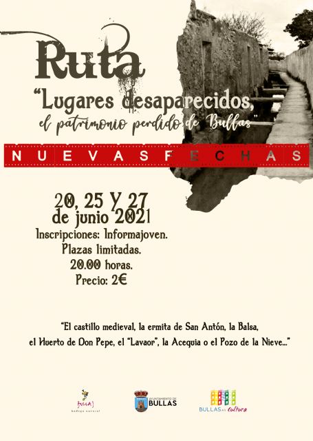 Nuevas fechas para realizar las Rutas a lugares desaparecidos del Patrimonio de Bullas - 1, Foto 1