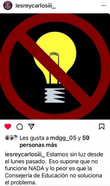El IES Rey Carlos III de Águilas lleva sin luz una semana - 1, Foto 1