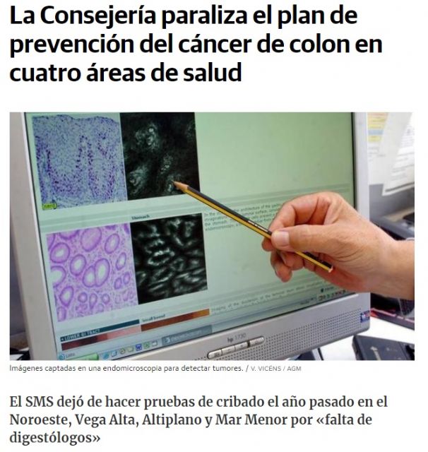 El Gobierno de López Miras pone en riesgo la salud restringiendo el Plan de Prevención del Cáncer de Colon - 1, Foto 1