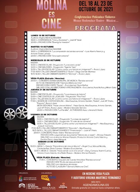 La I Semana MOLINA ES CINE se celebra del 18 al 23 de octubre en Neocine Vega Plaza y Auditorio Virginia Martínez Fernández - 2, Foto 2