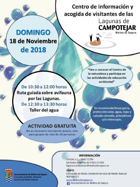 El Centro de Información y Acogida de Visitantes de Las Lagunas de Campotéjar  Salar Gordo de Molina de Segura invita a conocer la avifauna el domingo 18 de noviembre - 1, Foto 1