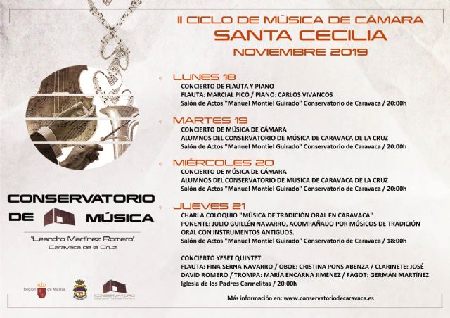 Caravaca celebra Santa Cecilia con cuatro conciertos y una charla sobre la música de tradición oral con acompañamiento de instrumentos antiguos - 1, Foto 1