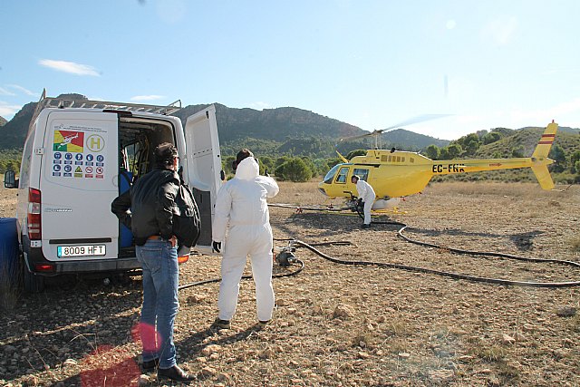 Moya visita los trabajos con medios aéreos para controlar la procesionaria del pino en el término municipal de Cieza - 1, Foto 1