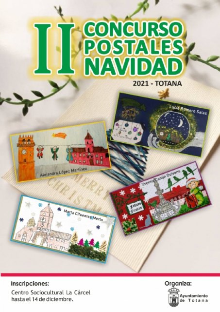 Cultura organiza el II Concurso de Postales de Navidad Totana´2021 en diferentes categorías