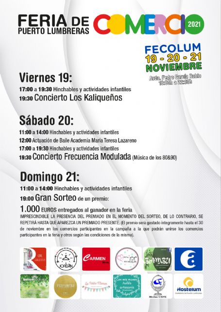Una decena de comercios participan en la Feria del Comercio de Puerto Lumbreras que tendrá lugar el próximo fin de semana del 19 al 21 de noviembre - 1, Foto 1