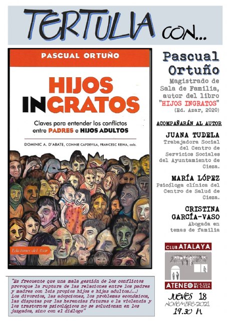 Tertulia presentación del libro Hijos ingratos - 1, Foto 1