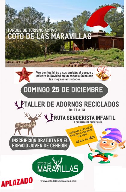 Aplazadas a nuevas fechas por la meteorología las actividades de Navidad del mercadillo y el taller de adornos navideños y ruta senderista infantil - 1, Foto 1