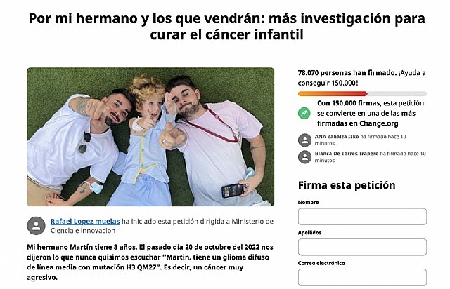 Más de 78.000 personas piden más investigación contra el cáncer infantil: - 1, Foto 1