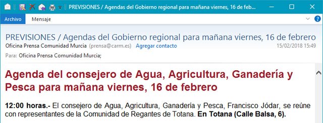 El alcalde lamenta el gesto de deslealtad institucional del consejero de Agua y Agricultura, Foto 1