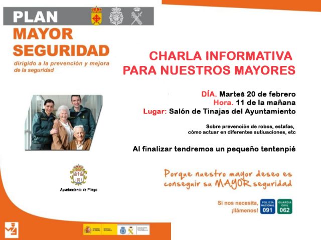 El próximo martes llega a Pliego el Plan Mayor para la prevención y la seguridad de las personas mayores - 1, Foto 1