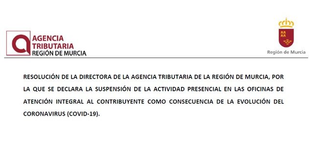 Se declara la suspensión de la actividad presencial en las Oficinas de Atención Integral al Contribuyente - 1, Foto 1