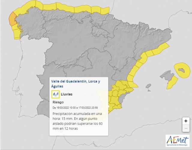 La Agencia Estatal de Meteorología activa el aviso amarillo por lluvias en Lorca - 1, Foto 1
