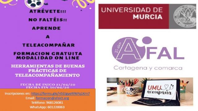 Afal Cartagena y comarca nuevamente presentan sus proyectos y programas ante el estado de alarma - 1, Foto 1