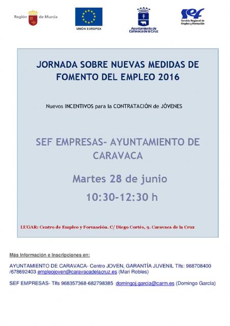 Caravaca acoge una jornada sobre medidas de fomento del empleo e incentivos para la contratación de jóvenes - 1, Foto 1