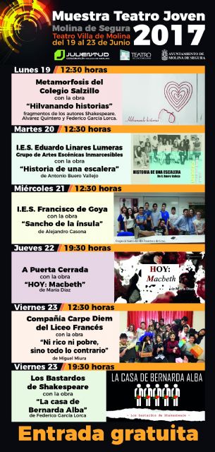 La Muestra de Teatro Joven 2017 de Molina de Segura comienza el lunes 19 de junio - 1, Foto 1