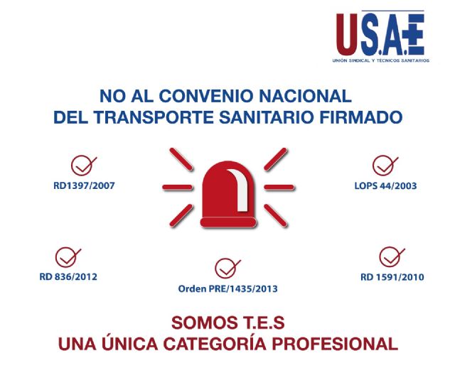 USAE rechaza el convenio nacional firmado para los Técnicos en Emergencias Sanitarias porque no reconoce su categoría profesional - 1, Foto 1