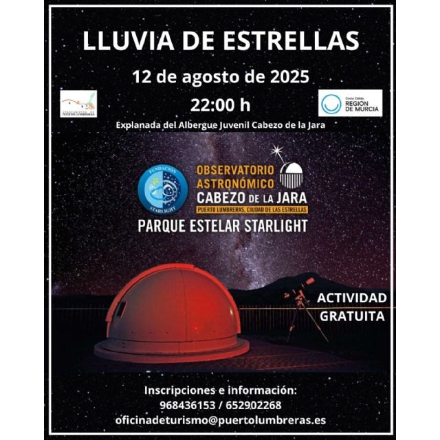 El 12 de agosto, Puerto Lumbreras volverá a disfrutar de la ‘Lluvia de Estrellas’ en el Observatorio Astronómico del Cabezo de la Jara - 2, Foto 2