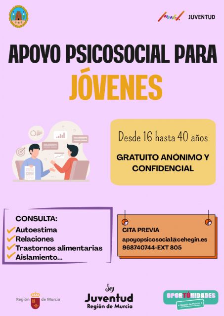 El Ayuntamiento de Cehegín ofrecerá Apoyo Psicosocial gratuito para jóvenes en el Espacio Joven - 1, Foto 1