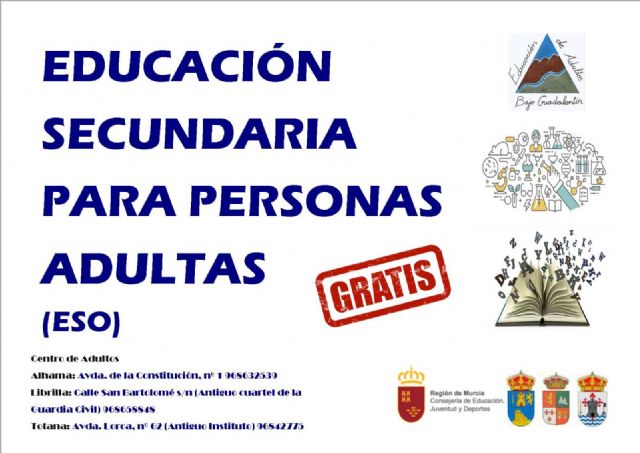 The enrollment period for the entire training offer in the Adult Education Center of Bajo Guadalentn continues for the 2019/2020 academic year, Foto 2