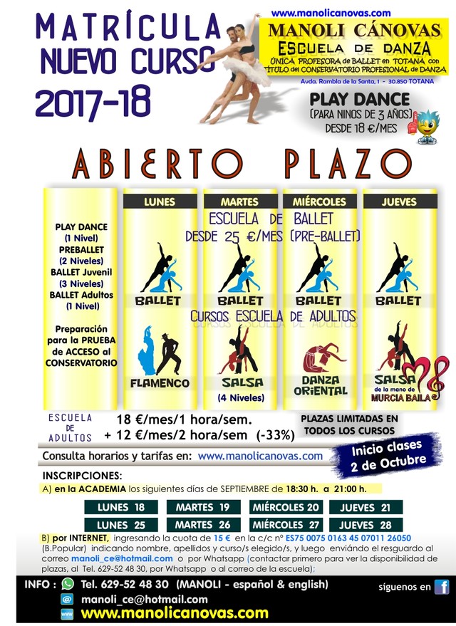 La Escuela de Danza Manoli Cánovas abre el plazo de matrícula para el curso 2017-2018, Foto 1
