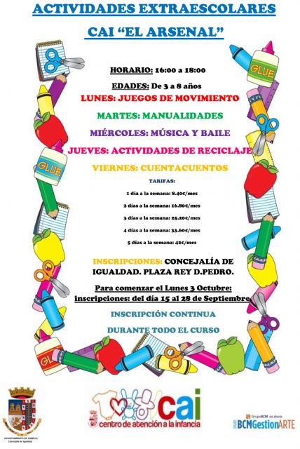 Abierto plazo de inscripciones para las actividades extraescolares del CAI - 1, Foto 1