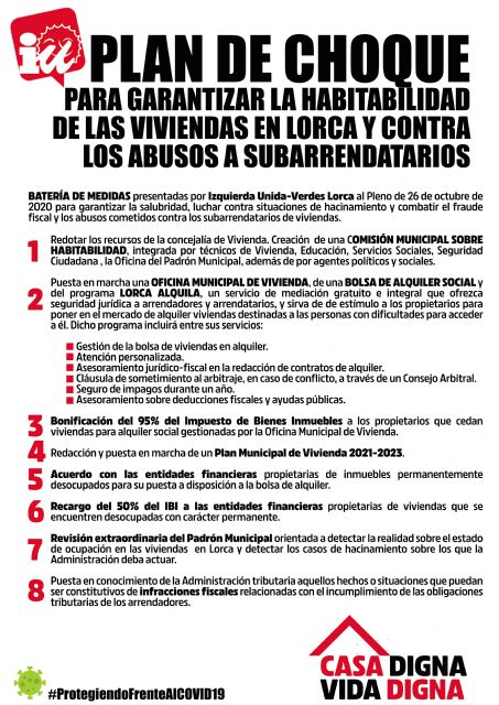 IU propondrá en el Pleno una batería de medidas para acabar con el hacinamiento en las viviendas de Lorca - 1, Foto 1