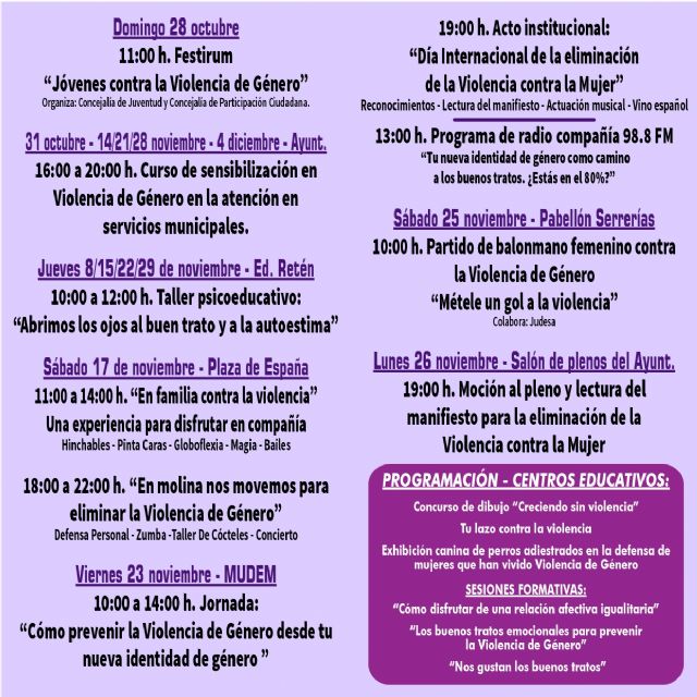 La Concejalía de Bienestar Social de Molina de Segura pone en marcha el XV Programa de Prevención de Violencia de Género 2018 - 3, Foto 3