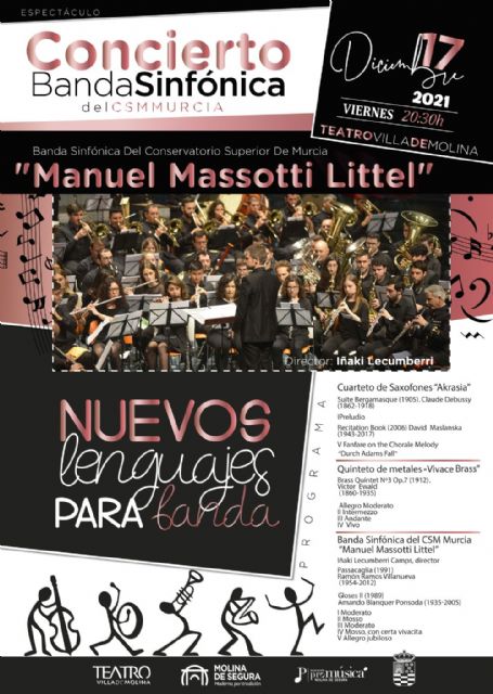 La Banda Sinfónica del Conservatorio Superior de Música Manuel Massotti Littel de Murcia ofrece un concierto en el Teatro Villa de Molina el viernes 17 de diciembre - 1, Foto 1