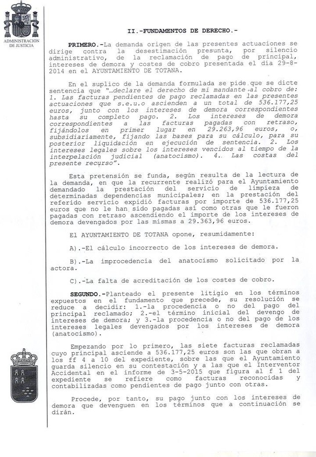 El alcalde hace pública otra sentencia por la que se condena al ayuntamiento a abonar más de medio millón de euros más intereses a un proveedor, Foto 2