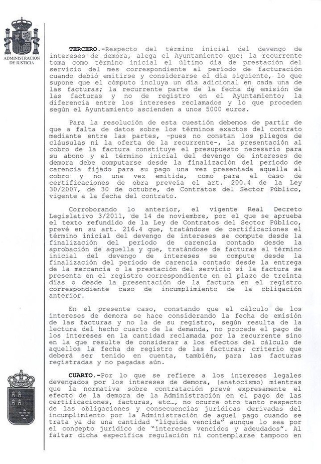 El alcalde hace pública otra sentencia por la que se condena al ayuntamiento a abonar más de medio millón de euros más intereses a un proveedor, Foto 3