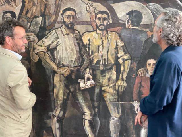 “Retratos de filatélicos en escena labriega” preside el hall del Ayuntamiento de Torre Pacheco - 2, Foto 2