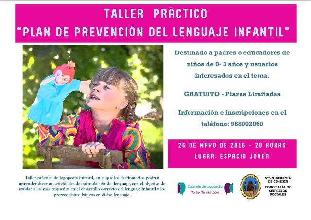 Abierto el plazo de inscripción para el taller práctico denominado “Plan de Prevención del Lenguaje Infantil” - 1, Foto 1