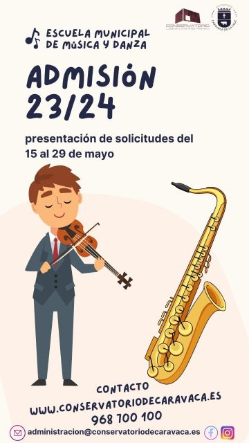 El Ayuntamiento de Caravaca informa de la apertura del plazo de admisión en la Escuela Municipal de Música y Danza - 1, Foto 1