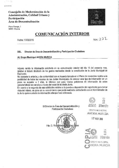 Ahora Murcia denuncia que Descentralización incumple sistemáticamente los acuerdos de Pleno y la Ley - 1, Foto 1