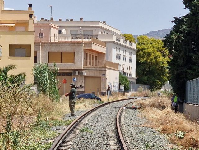 El Ayuntamiento de Lorca asume el desbroce y la limpieza del trazado de la línea del ferrocarril a su paso por el casco urbano - 1, Foto 1