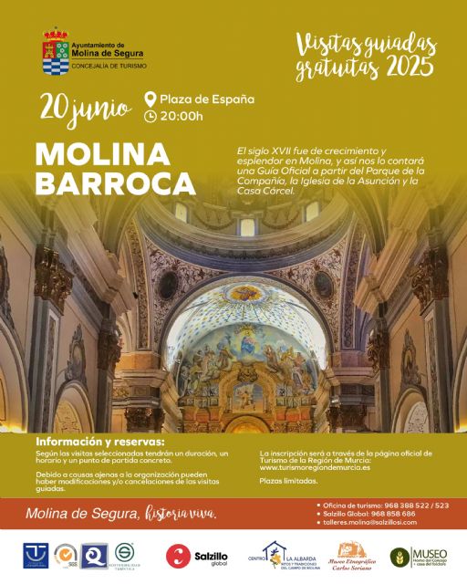 La Concejalía de Turismo de Molina de Segura organiza la visita guiada gratuita MOLINA BARROCA el viernes 20 de junio - 1, Foto 1