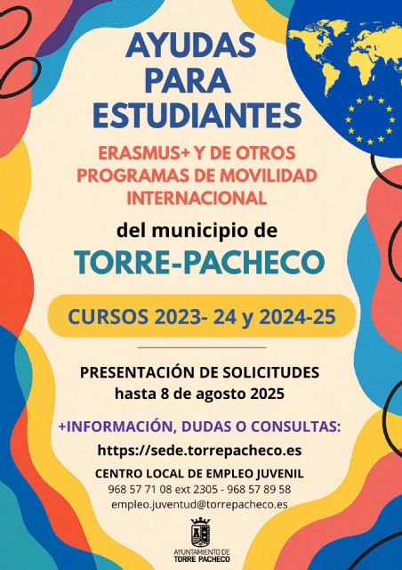 Abierta convocatoria Becas ERASMUS estudiantes de Torre Pacheco - 1, Foto 1