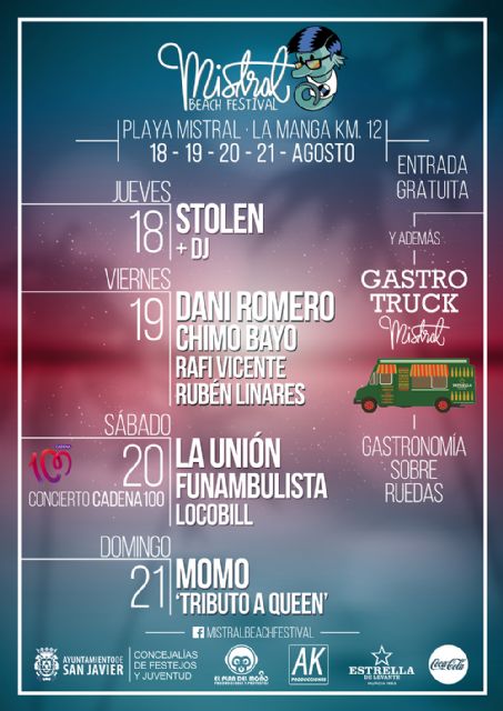 El Mistral Beach Festival llenará La Manga de música durante cuatro días - 1, Foto 1