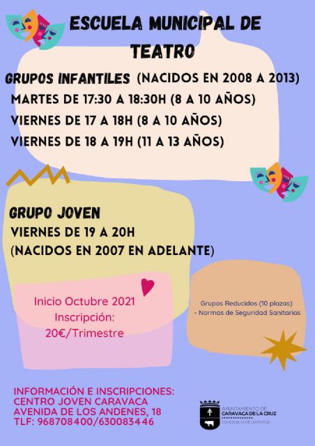 El Ayuntamiento de Caravaca abre el plazo de inscripción en la Escuela Municipal de Teatro con grupos infantiles y juveniles - 1, Foto 1