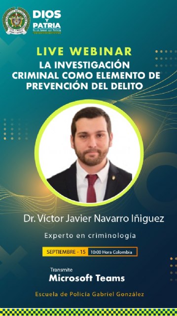 El criminólogo cartagenero Víctor Navarro imparte una conferencia online sobre prevención del delito a la escuela Gabriel González de Colombia - 2, Foto 2