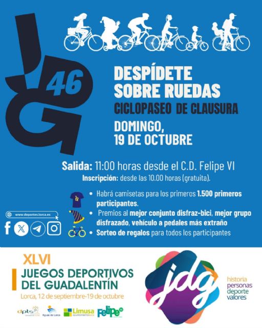 Lorca se sube a la bici el próximo domingo para despedir con un recorrido urbano y sorteo de regalos los 46° JDG - 1, Foto 1